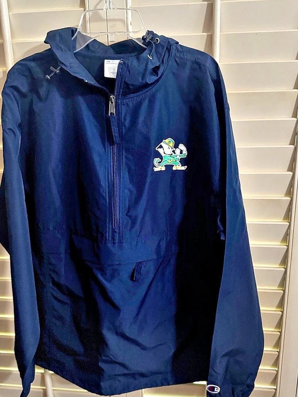 Champion Notre Dame Fighting Irish Packable Anorak Half Zip Windbreaker Jacket